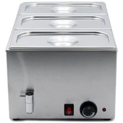 1/1 Size Wet Bain Marie With Drain Tap And 3 X 1/3 GN Pans & Lids