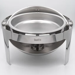 Quattro Round Roll Top Chafing Dish With Glass Window 6 Litre Capacity - Image 4