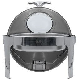 Quattro Round Roll Top Chafing Dish With Glass Window 6 Litre Capacity - Image 2