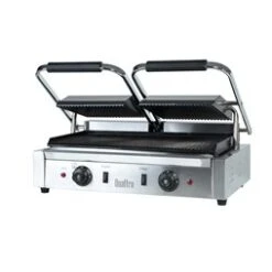 Quattro Twin Contact Panini Grill Ribbed Top And Bottom Plates