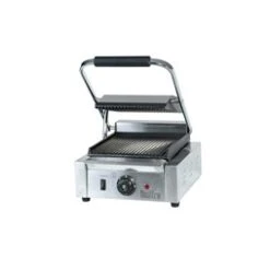 Quattro Single Panini Contact Grill Ribbed Top And Ribbed Bottom Plates