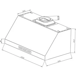 Quattro 1200mm Wide 610mm Deep Commercial Extractor Hood With Motor - Image 3