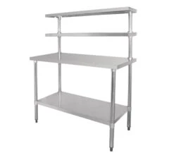 Quattro 1500mm Wide Stainless Steel Chef's Food Prep Table With Overshelves